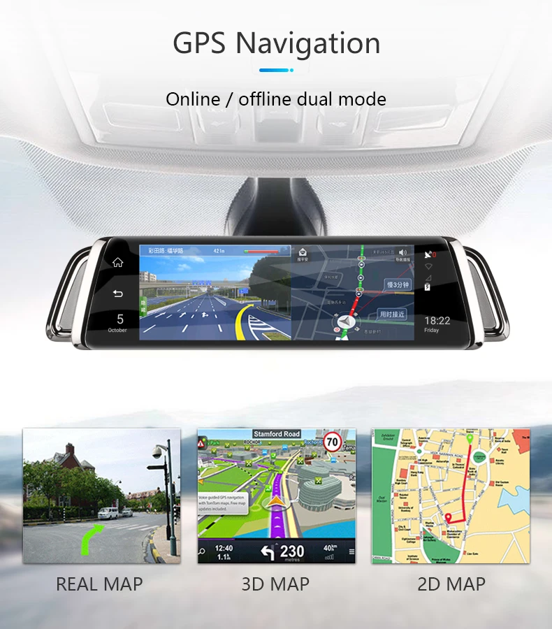 1" СТРИМ Медиа android зеркало автомобиля зеркало заднего вида Dash Cam FHD 1080P супер ночного видения Сенсорный DVR камера с ADAS gps NAVI
