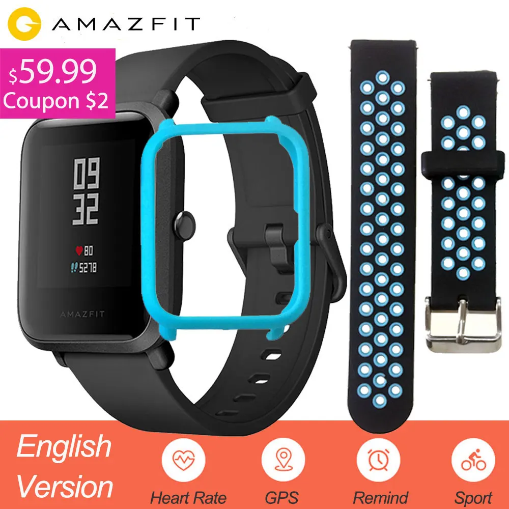 [Русский язык] Xiaomi Amazfit Bip Смарт часы мужские Huami Amazfit GPS Smartwatch темп Lite IP68 Водонепроницаемый сердечного ритма 45 дней Батарея часы смарт умные часы xiaomi