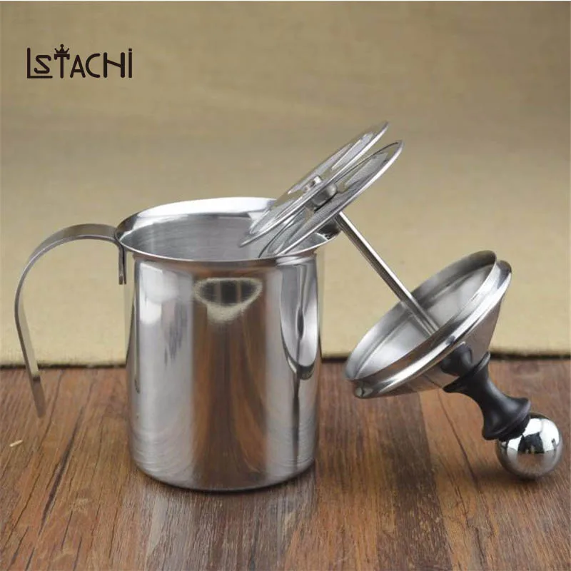 LSTACHi 400 мл doble malla de acero inoxible leche Frother Foamer Creamer (400 мл/13 5 унций) plata|Кухонные комбайны| |