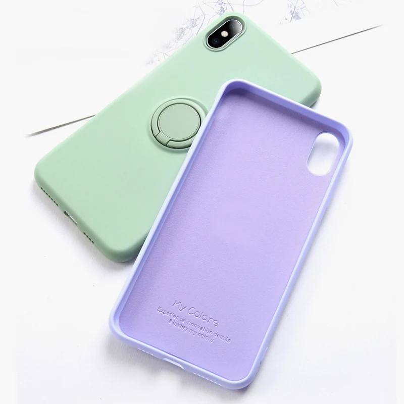 SoCouple жидкостный мягкий силиконовый держатель для телефона чехол для iphone 11 Pro Max X Xs max XR 7 8 6 6s plus сплошной цвет кольцо ручка чехол для телефона