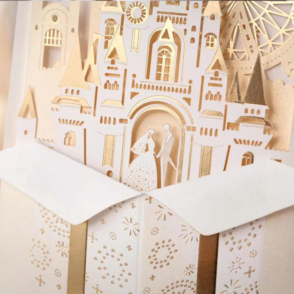 50 шт. открытки приглашения на свадьбу цвета шампанского|3d laser cut card|cards 3d3d card |