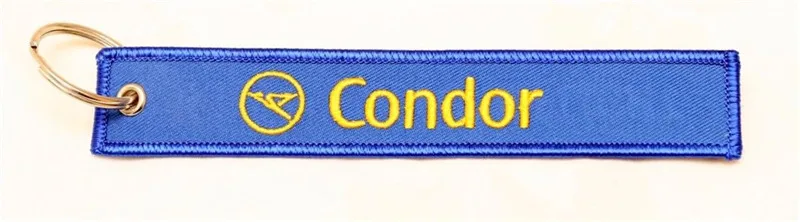 Condor Airlines Kiss Me Before Flight вышитый металлический брелок с биркой из ткани|flight keychain|keychain