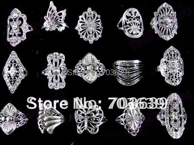 Mix size mix design alloy ring wholesale fashion metal lot free shipping cheap vintage fit promotion | Украшения и аксессуары
