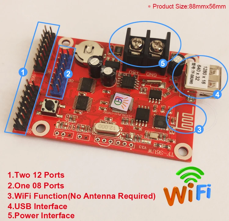 TF S6UW светодиодная карта управления Wi Fi + USB диск одноцветная и двухцветная