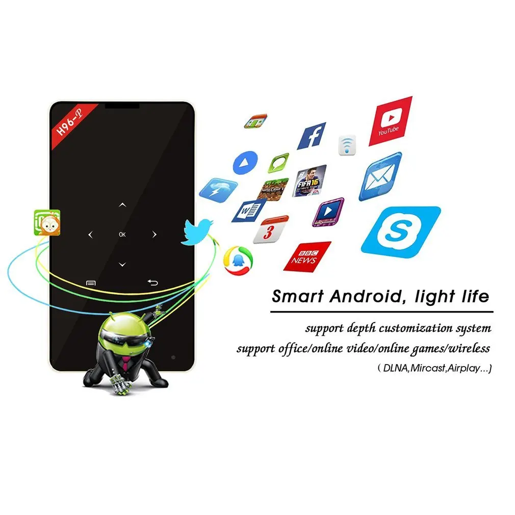 Портативный 1GB+ 8GB 4K HD мини-проектор 1080P с Wi-Fi Android 5,1 интеллектуальный проектор DLP для видеосъемки, домашнего кинотеатра