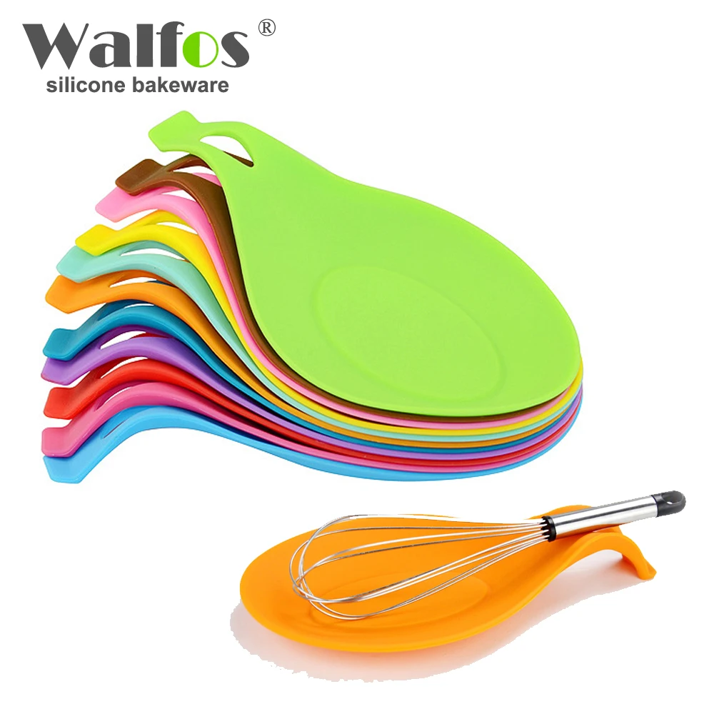 WALFOS 1 piece Silicone Spoon Rest Heat Resistant Kitchen Utensil Spatula Holder Cooking Tool (Random Color) | Дом и сад