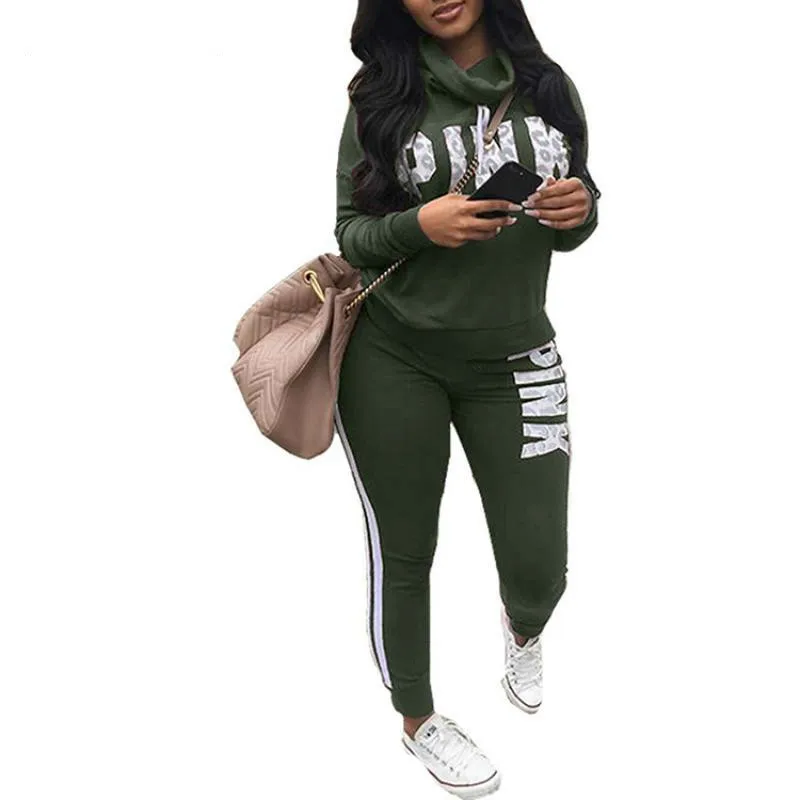 Розовые спортивные костюмы с принтом букв женский костюм из двух предметов 2019 г.