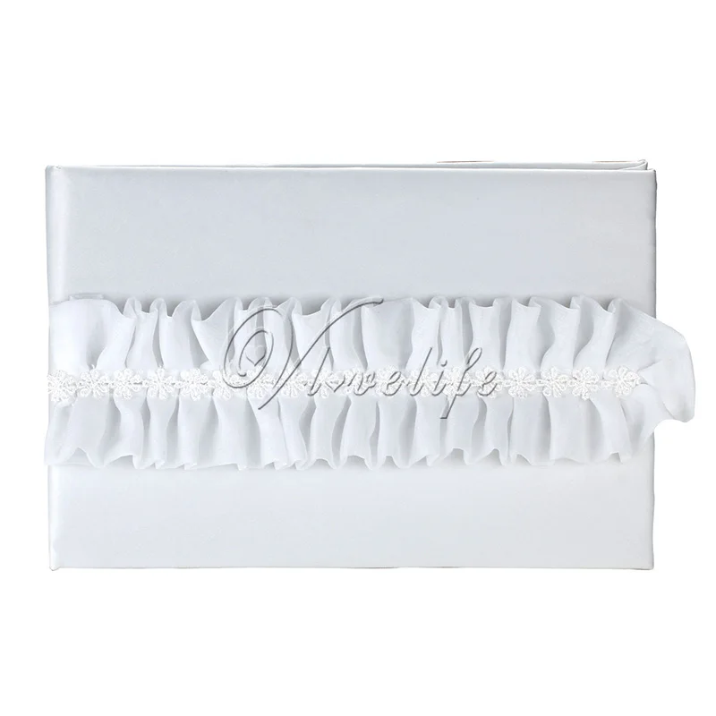 16x25 см белый цвет Свадебная Гостевая книга с атласными лентами бант кружева