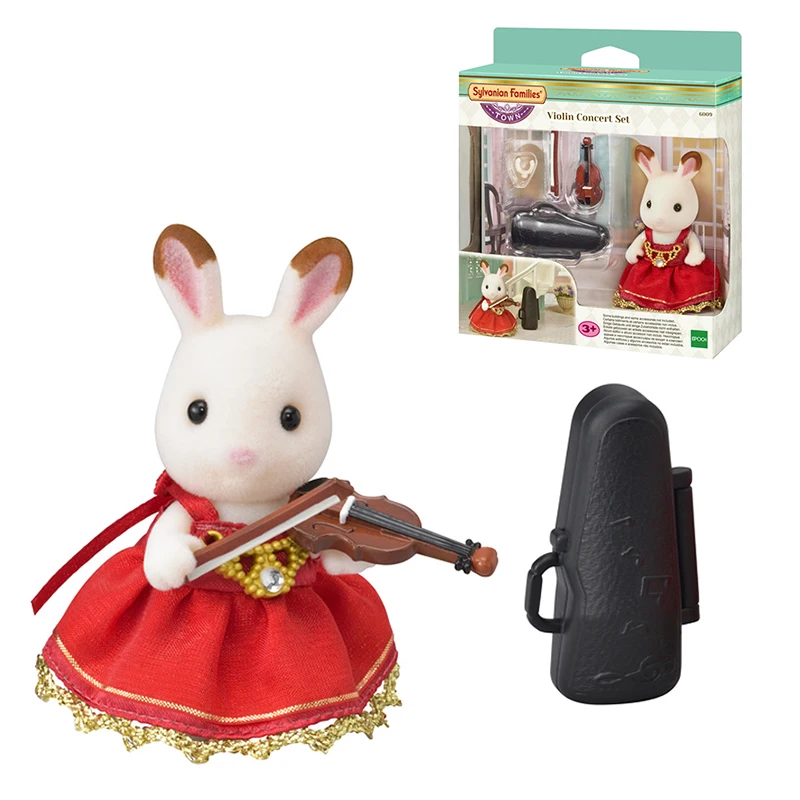 Sylvanian Family Furry Animal Dollhouse фигурка шоколадного кролика сестры и скрипки игровой набор