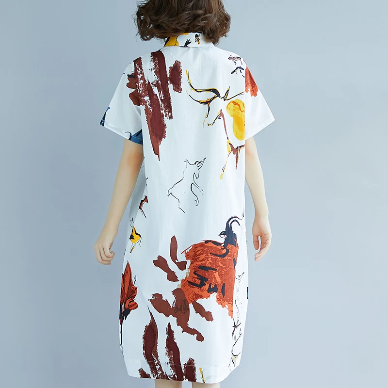 Мода 2019 новые женские платья повседневные размера плюс хлопок лен летняя блузка