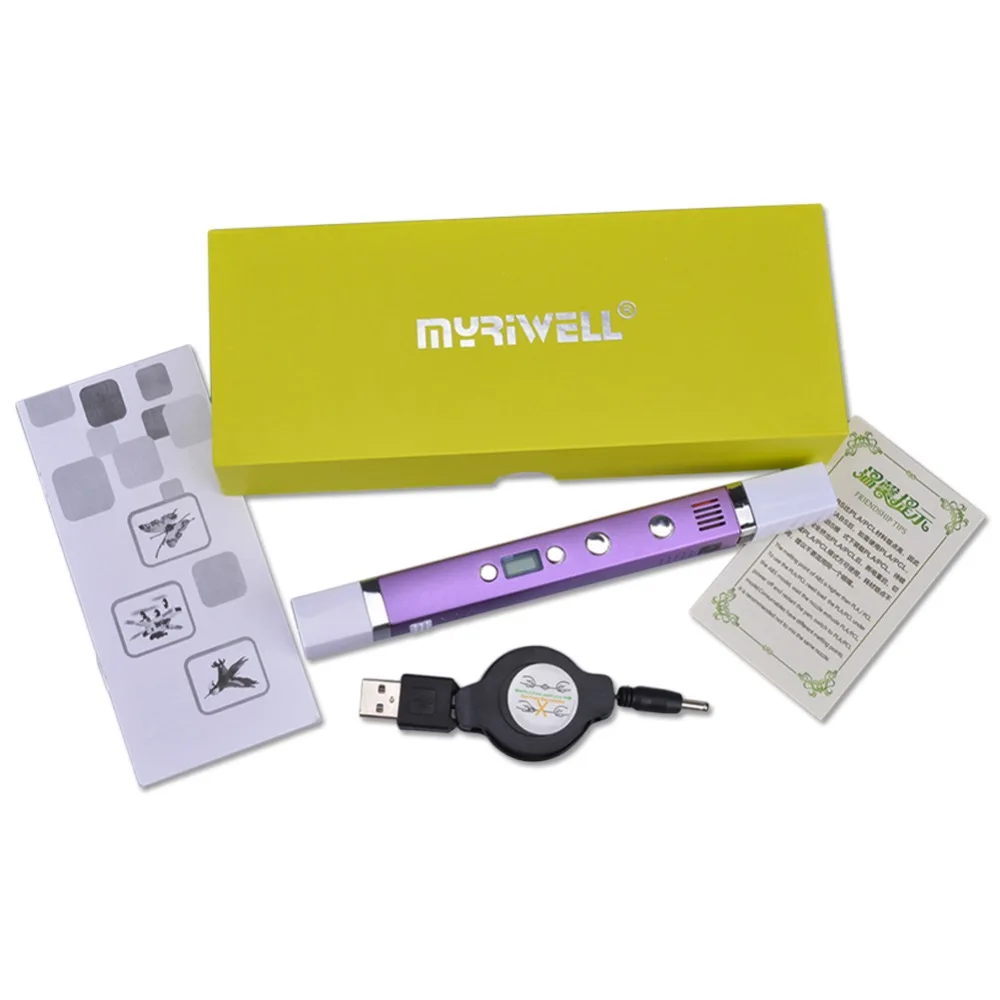 Myriwell 3d Ручка светодиодный Diplay рисунок печать волшебная ручка с usb зарядка ABS нити