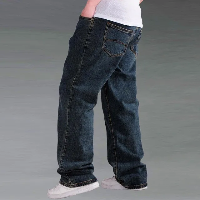 

Free shipping spring and winter thick plus size loose straight long jeans male denim trousers wear-resistant large pants