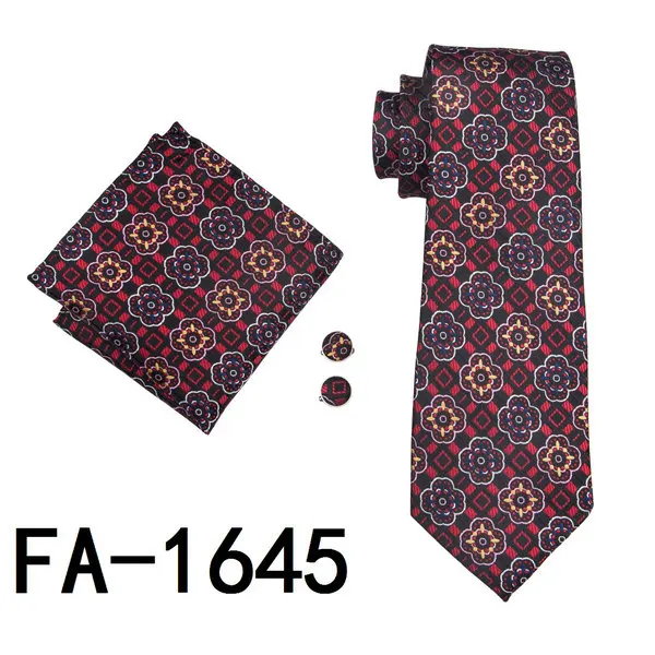 FA-763 Мужской Галстук Фиолетовый Пейсли шелк жаккард галстук Hanky запонки Набор Бизнес Галстуки для свадебной вечеринки для мужчин - Цвет: FA-1645