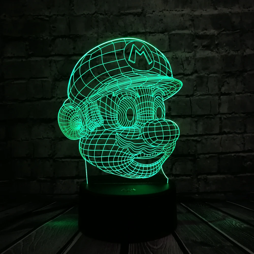 Дропшиппинг игра милый Марио мультфильм LED 7 цветов USB зарядка акриловый Декор для
