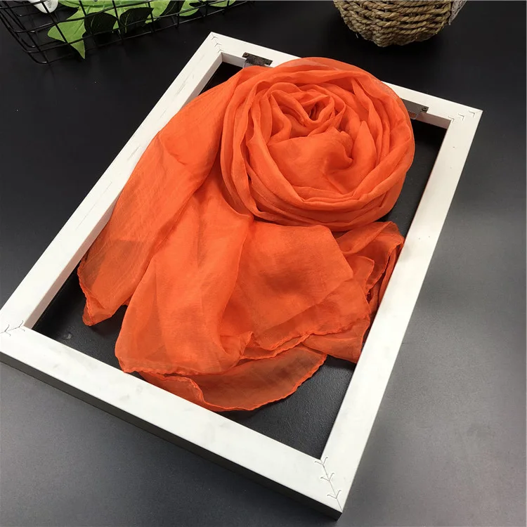 Orange Женский летний шарф, Одноцветный шелковый шарф, пляжный шарф, бикини, накидка, саронги, солнцезащитный шарф, накидка, элегантная шаль размера плюс - Цвет: Orange