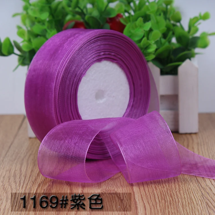 purple 40 мм(50 ярдов/партия) шифон органза ленты для свадьбы Вечерние декоративные подарочные упаковки ремесла Рождественский подарок обертывание ручной работы DIY материал - Цвет: purple