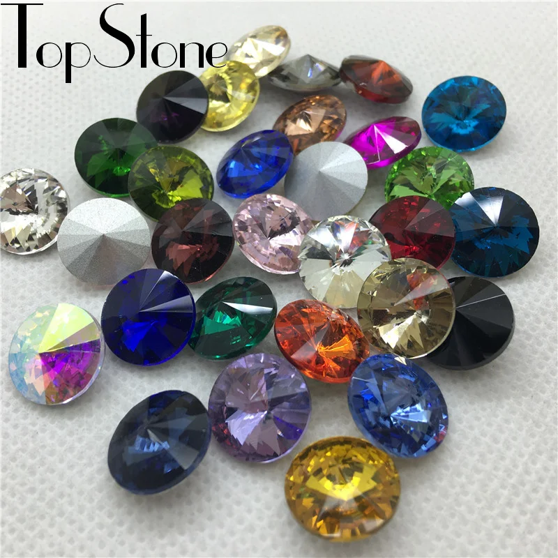 TopStone 35 цветов 6 ~ 18 мм Rivoli Crystal необычный камень заостренный задний стеклянный