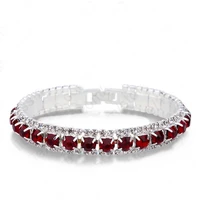 new arrival 925 sterling silver silve women classic jewelry holiday gift clear red cubic zircon bracelet bangle wholesale