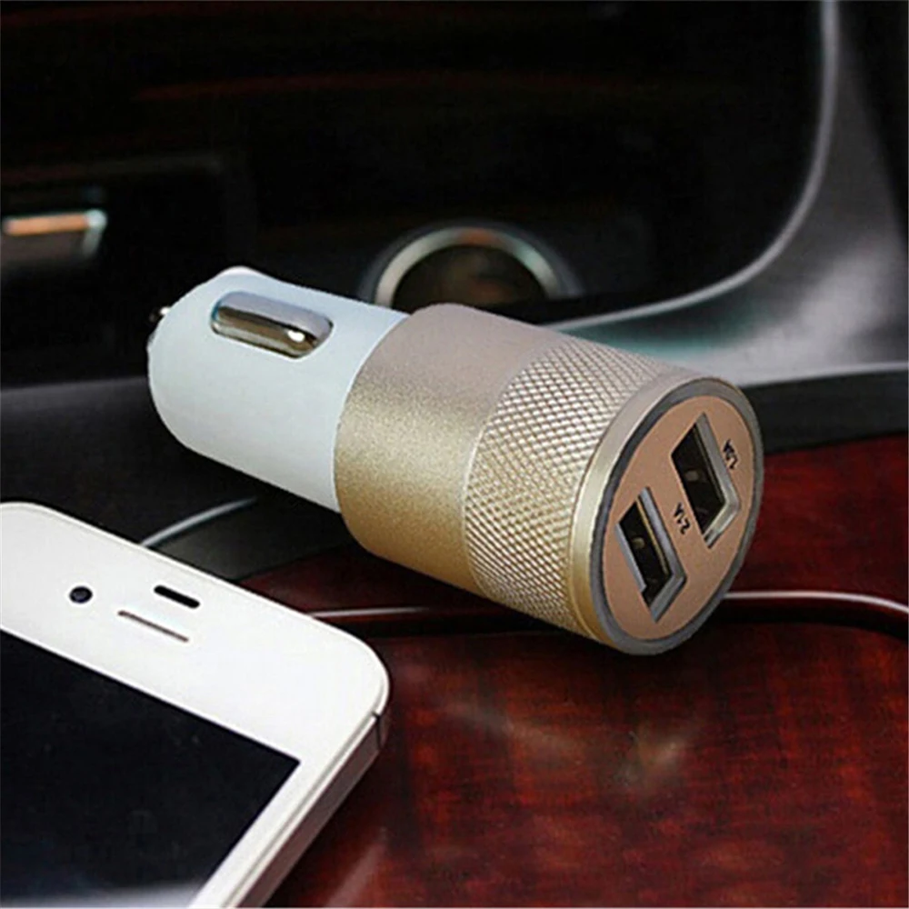 2.1A 1A Dual USB Автомобильное зарядное устройство из алюминиевого сплава универсальная интеллектуальная зарядка автомобильное зарядное устройство для iPhone samsung мобильный телефон Android