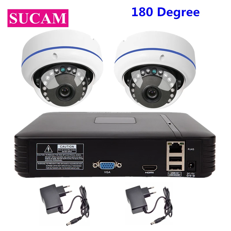 SUCAM 2MP IP сеть видеонаблюдения камера безопасности комплекты 2CH 180 градусов Рыбий