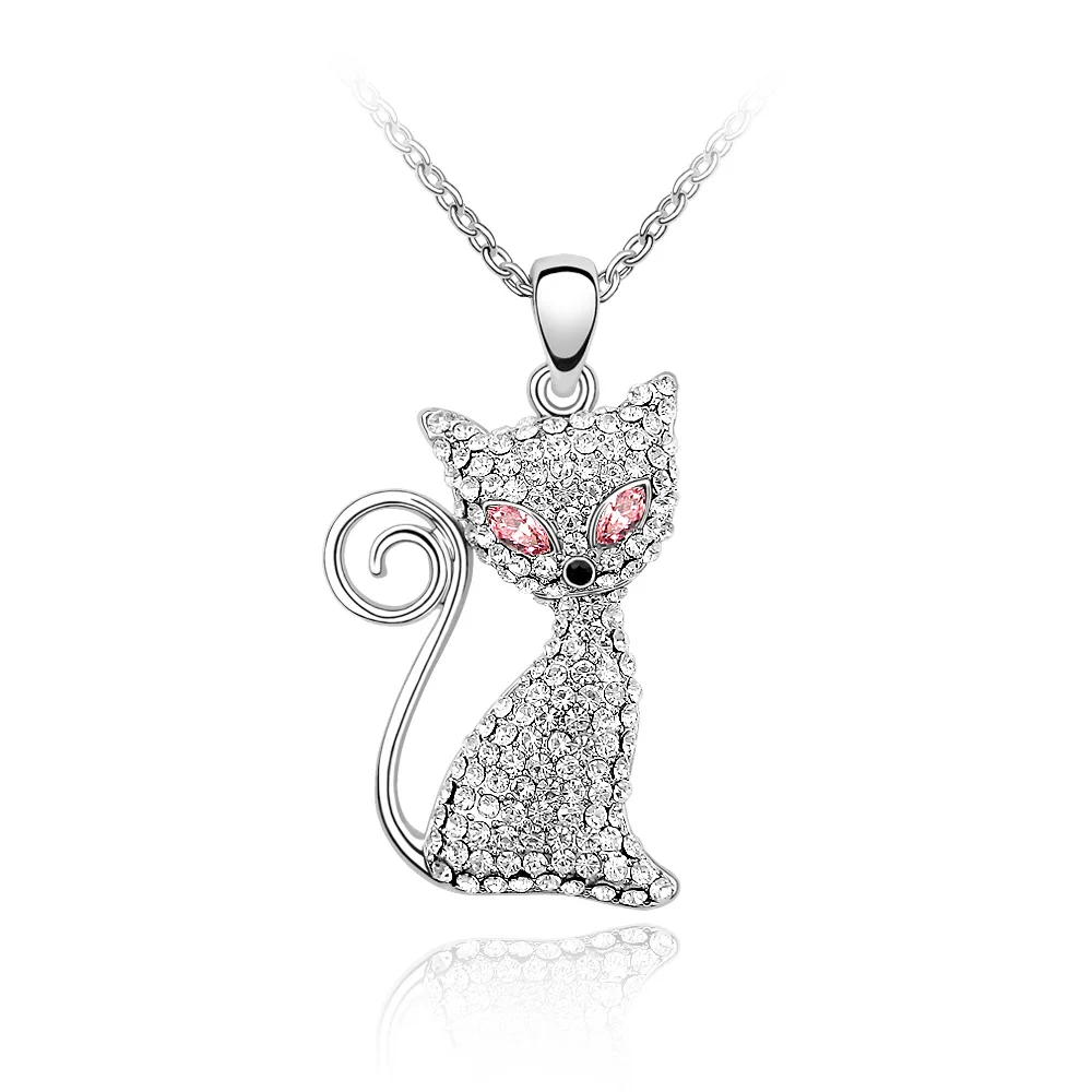 Ожерелье с подвеской в виде кошки из австрийского хрусталя высокого качества