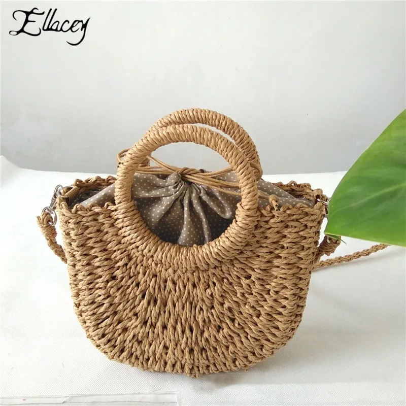 Модные полукруглые ранцы ручной работы из искусственного ротанга летние женские