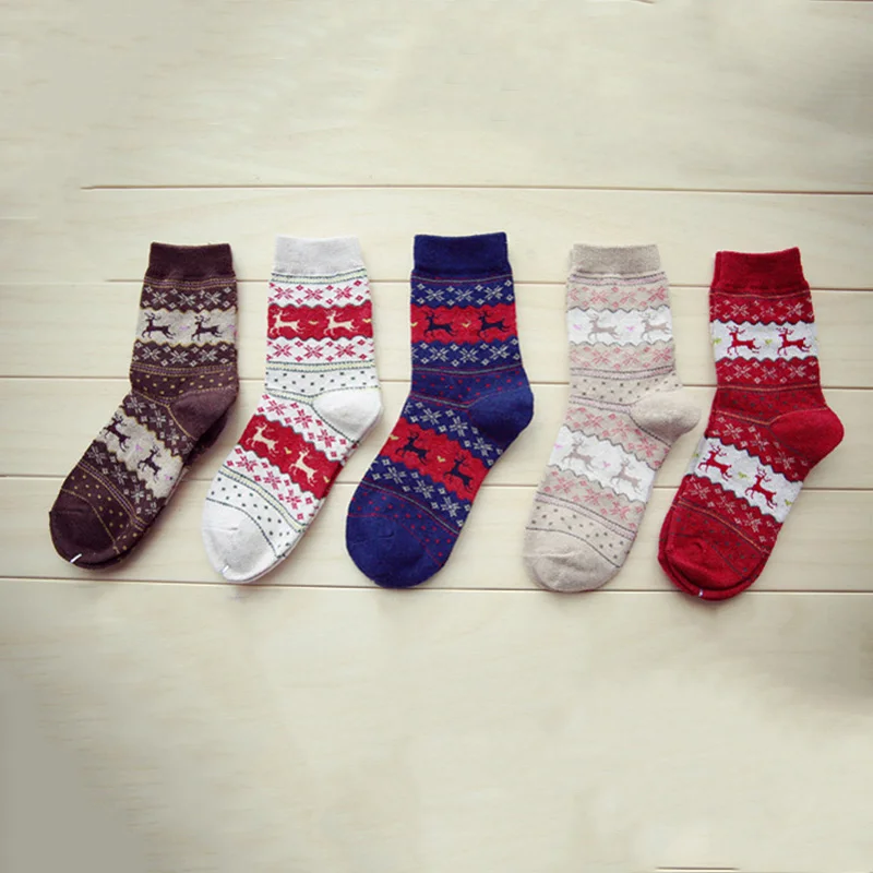 3 пары Шерстяные Носки с рисунком рождественского оленя|Носки| |