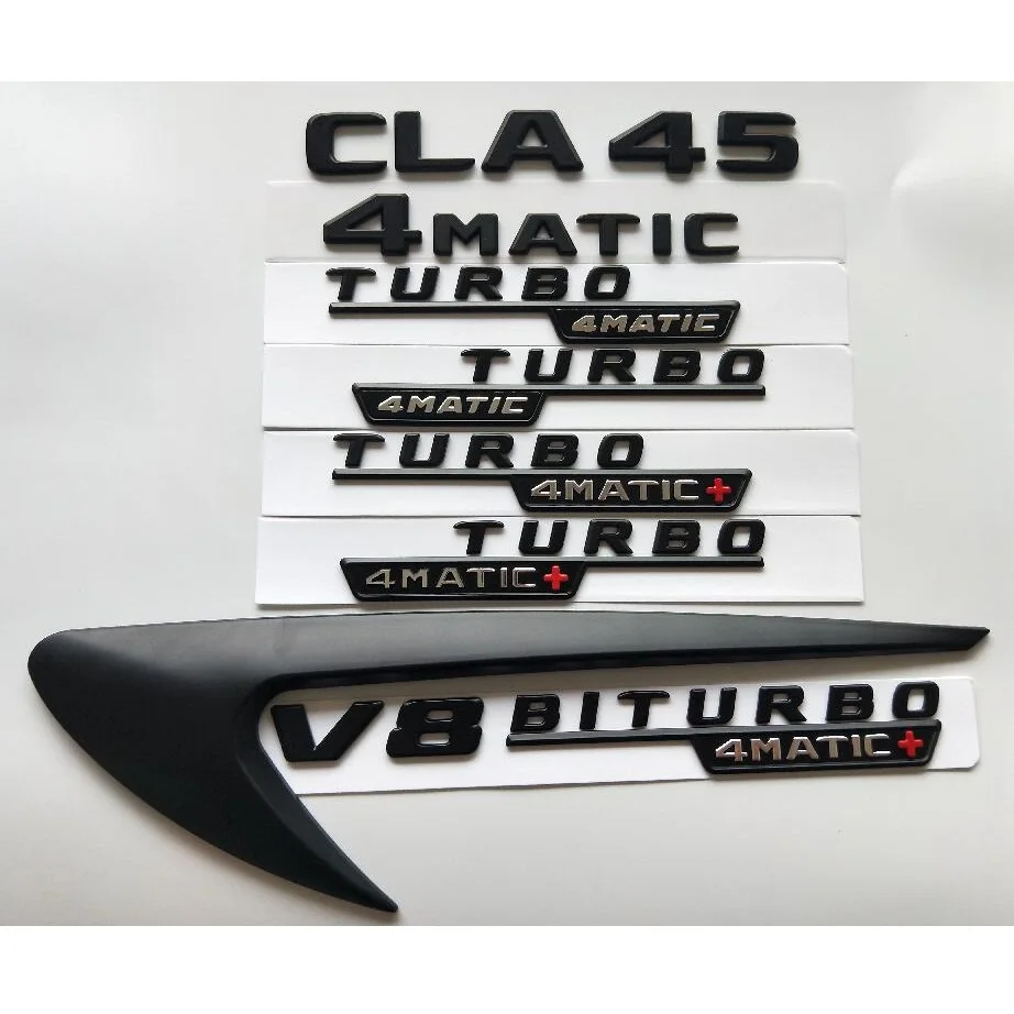 Черные буквы CLA35 CLA45 V8 BITURBO TURBO 4matic + эмблемы багажника Fender для Mercedes Benz AMG C117