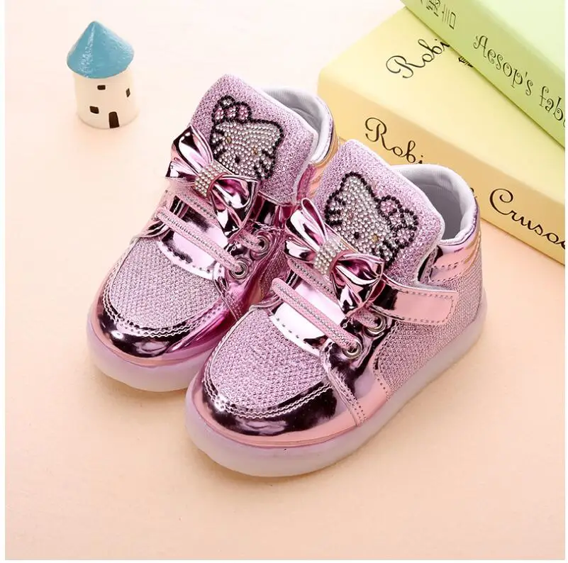 Девушки KT Обувь Детская Мода Привела Дети Света светящиеся Кроссовки Маленькие