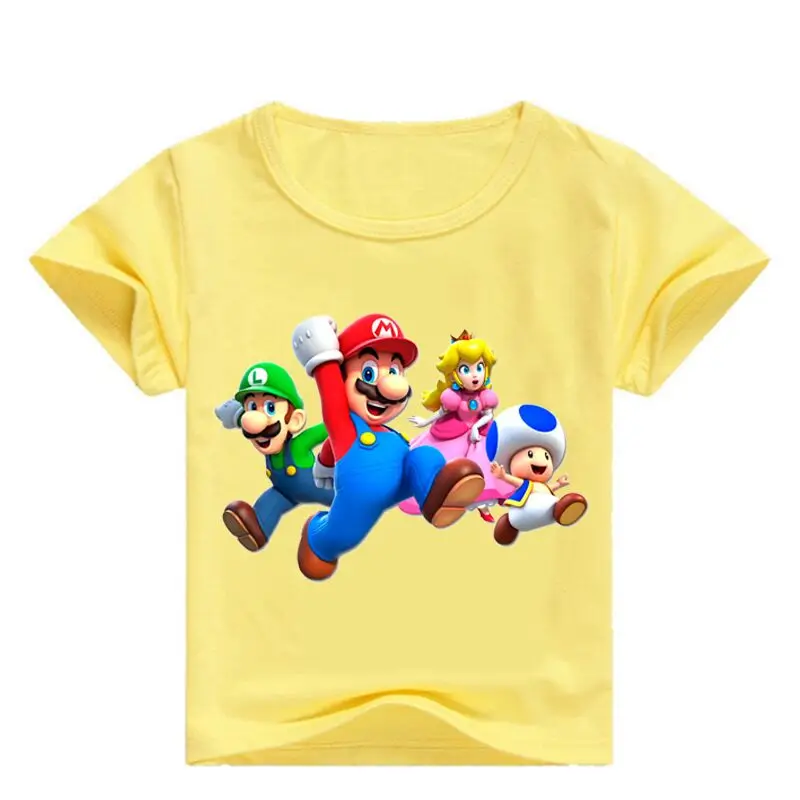 2-12Year классические игры Super Mario футболка Дети Mario Bros футболки для маленьких мальчиков топы с длинными рукавами рубашки для девочек хип-хоп Уличная
