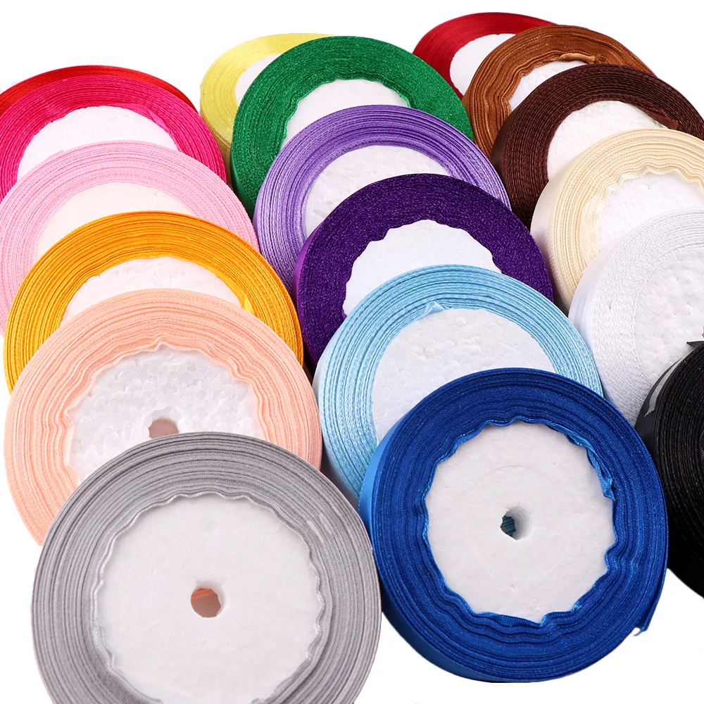 Шелковые атласные ленты 20 мм золотые серебряные белые черные фиолетовые желтые