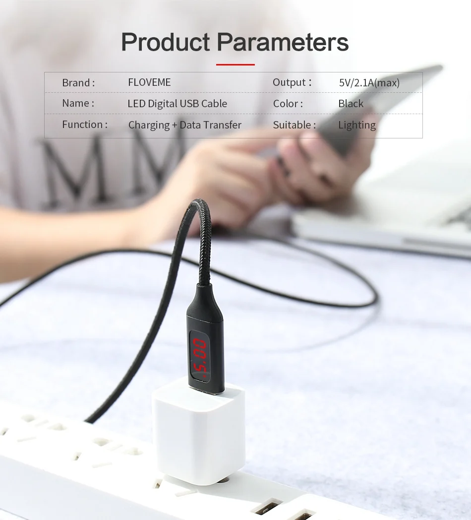 FLOVEME светодиодный цифровой USB кабель для iPhone XR Micro usb type C кабель для мобильного телефона зарядный провод для samsung Xiaomi Redmi Note 7
