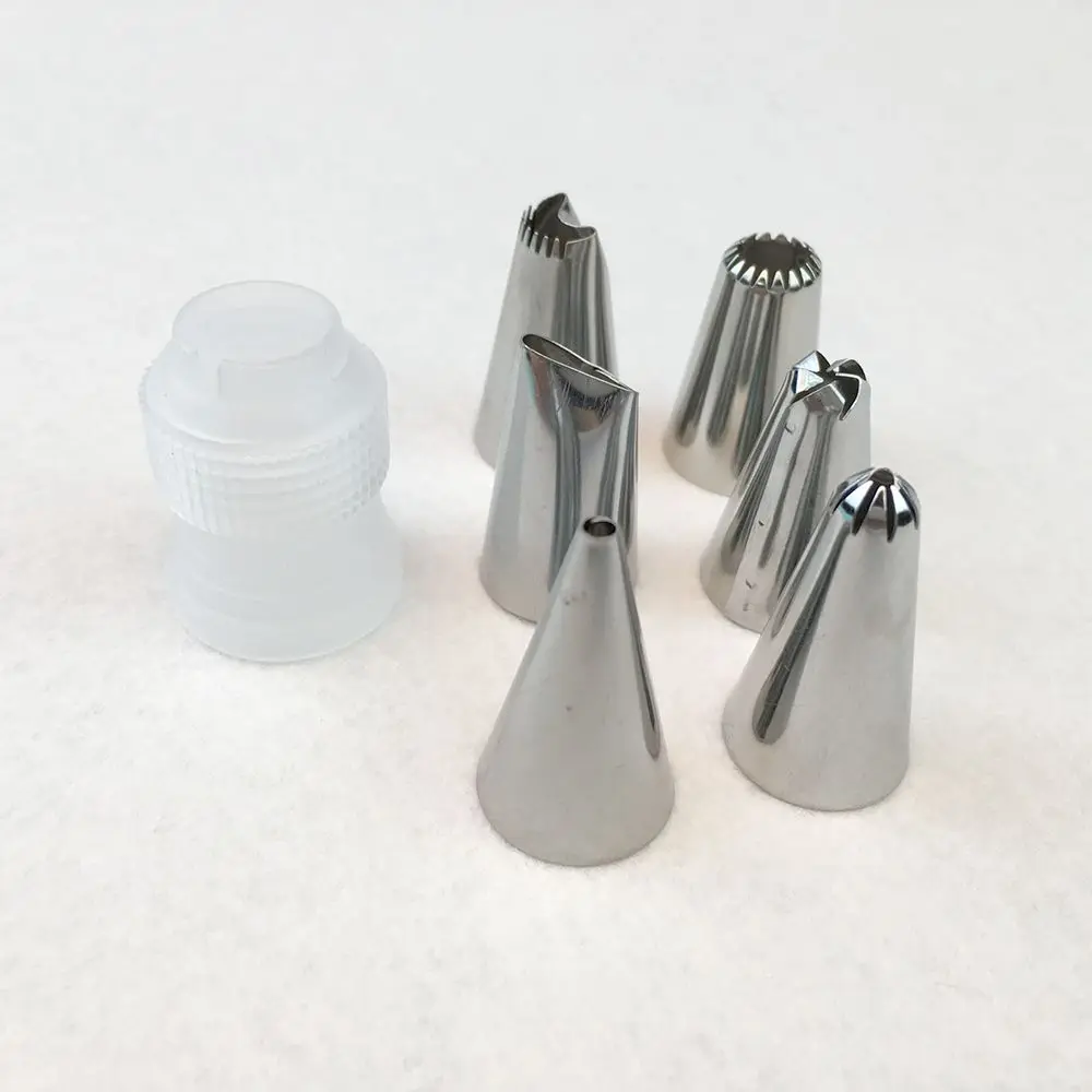 8pcs/set Cake Decorating Tools 1pc Silicone Icing Piping Cream Pastry Bag &amp 6 Stainless Russia Steel Nozzle Converter DIY | Дом и сад