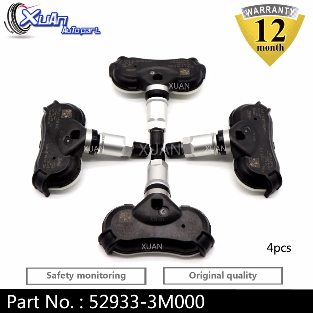 XUAN 4 шт. датчик давления в шинах 52933-3M000 TPMS для hyundai Grandeur Genesis Centennial Elantra Equus I40 Ix35 Tucson