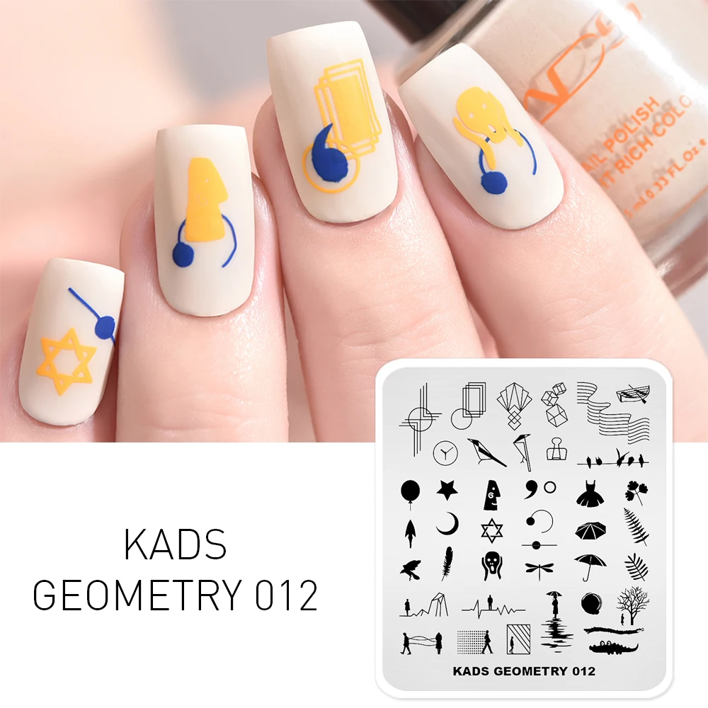 

KADS New Nail Art Stamping Plates Geometry Series Images Printing Stamper for Manicure Tool Nail Decoration Templates Stencils