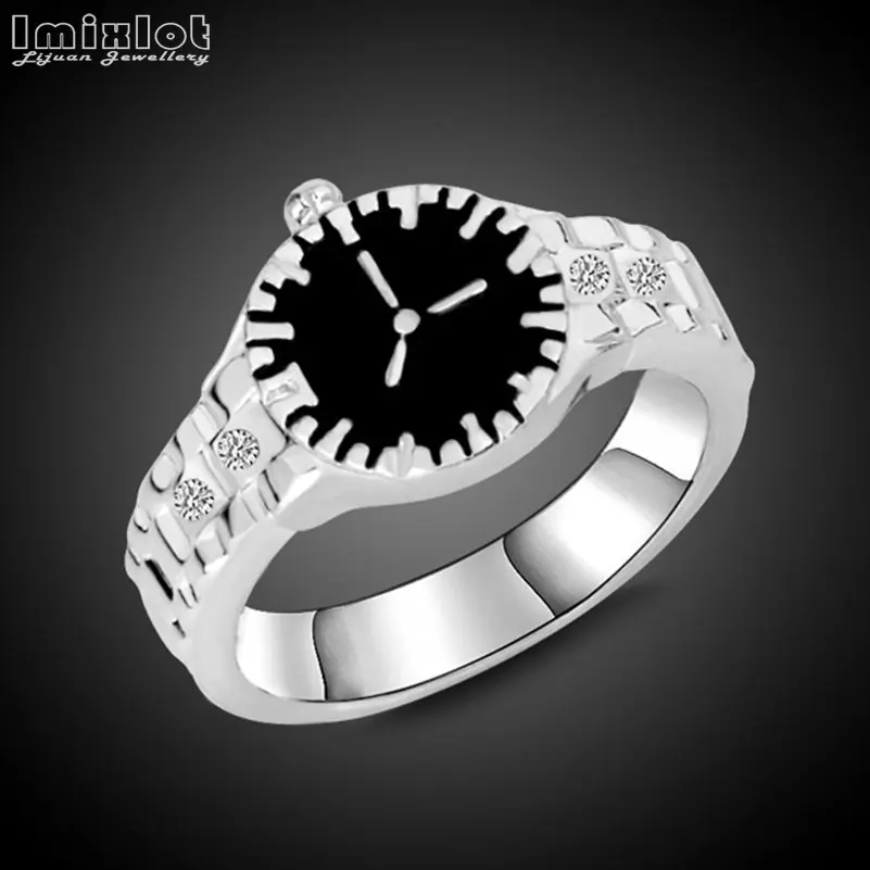 Новое поступление Модные Эмаль часы кольца для Для мужчин с серебряным покрытием