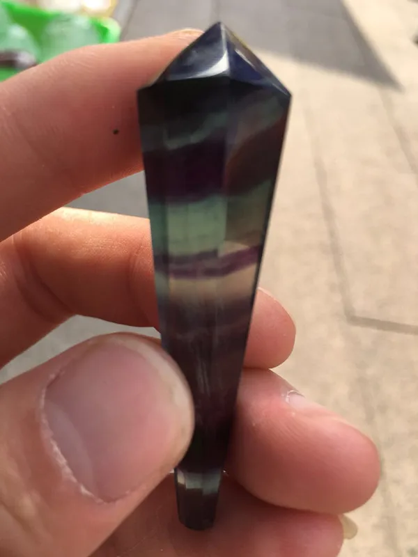 Natural seven-color fluorite handmade single point pendant pillar magic wand household decoration | Дом и сад