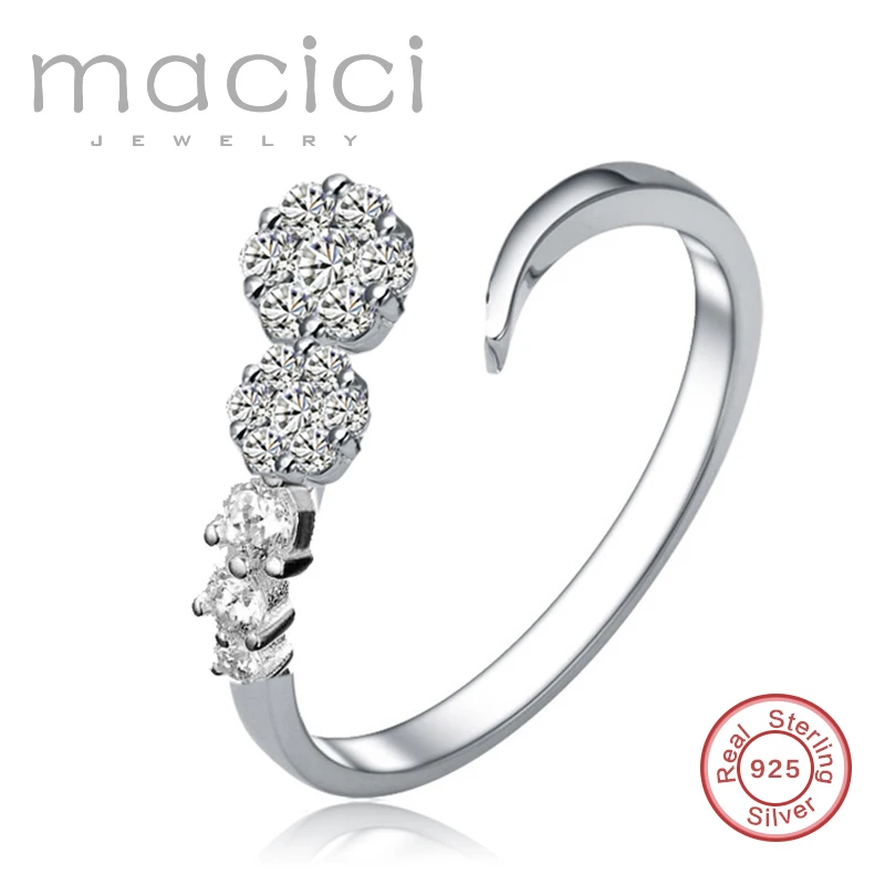 Последние свадебное Кольца Настоящее серебро 925 пробы 5 Side by side зубец установка
