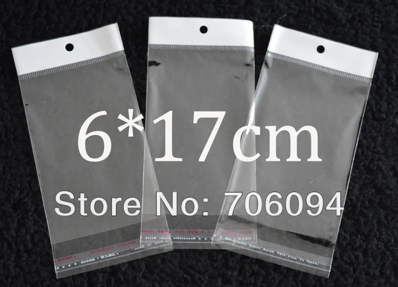 

FreeShipping 6*17cm,1000pcs/lot Clear Self Adhesive Seal Poly Opp Plastic Bag With Header ,Hole Jewelry Earring Packing bag