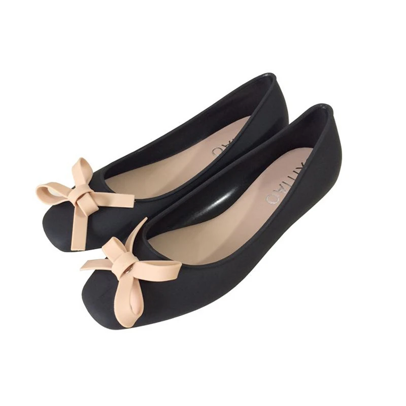 Сандалии желе женские с бантиком брендовые дизайнерские туфли на плоской