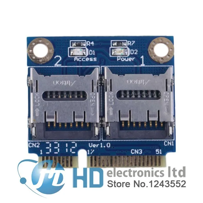 2 SSD HDD для ноутбука двойной Micro SD SDHC SDXC TF для мини PCIe кард-ридер mpcie в 2 Mini-SDCARD mini pci-e адаптер