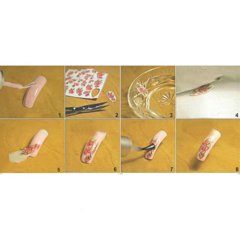 3 листа милый мультфильм наклейки Лак для ногтей Вода печати водяной знак воды