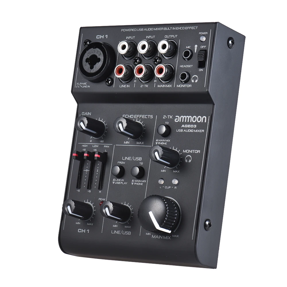 Ammoon AGE03 5 канальный мини линии смешивания консольный микшер с USB аудио Интерфейс