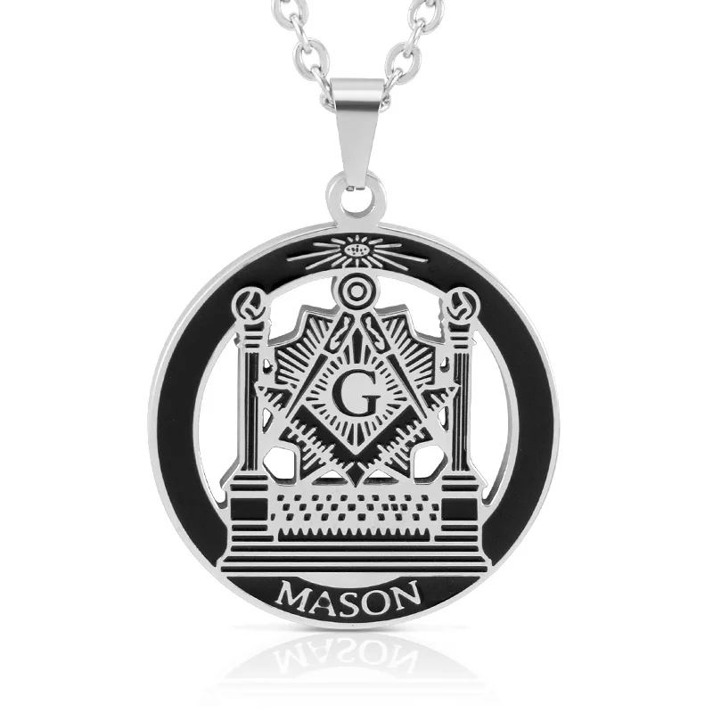 SOITIS Free-mason хип-хоп нержавеющая сталь Past Master масонский свободный масон, масонство Подвески Mason ожерелья золотого цвета - Окраска металла: Sliver-black