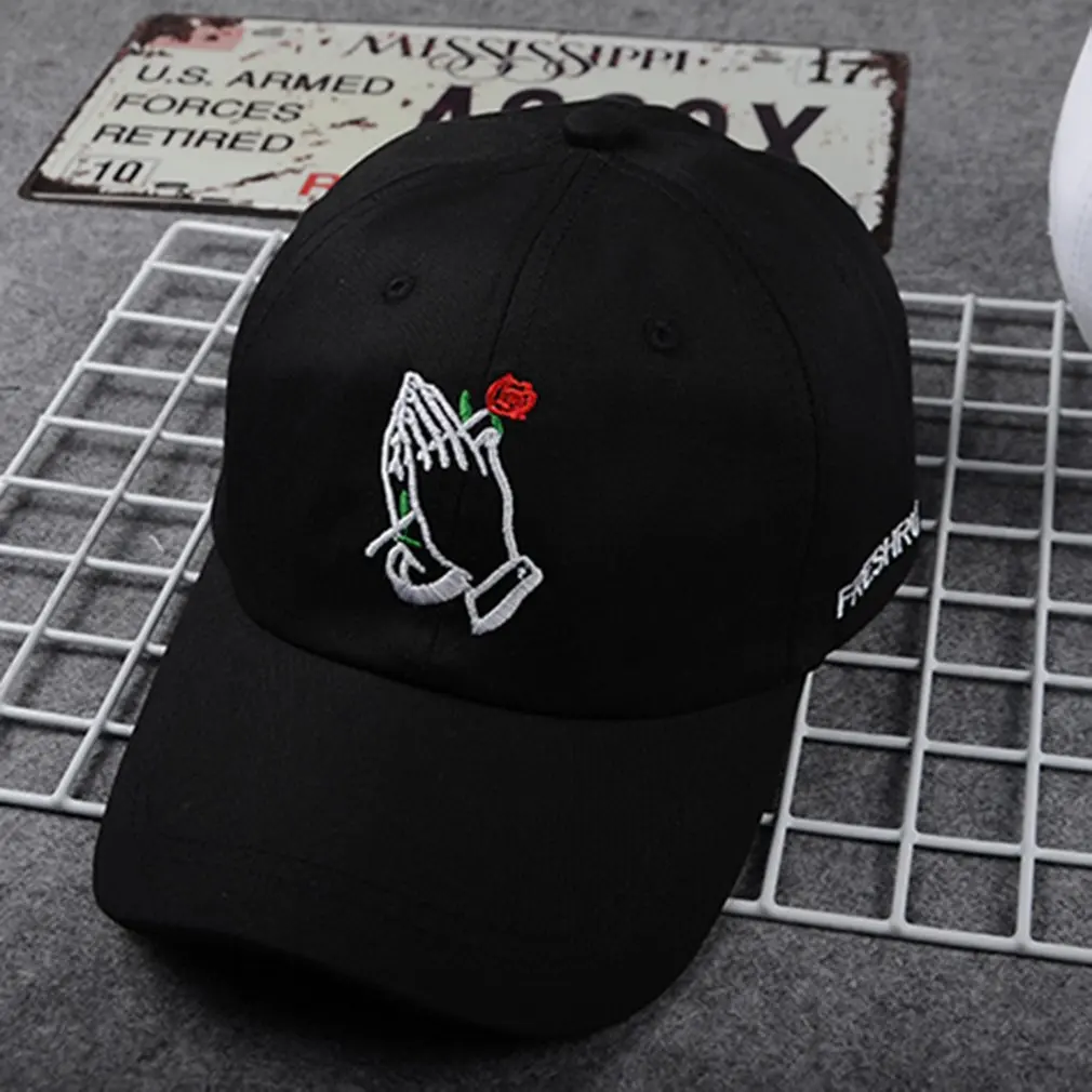 

Couples Adjustable Rose Floral Embroidery Baseball Cap Hip Hop Cap Hat Journey Visor Comfortable Egg Caps Black Unisex