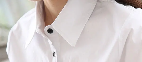 Женская блузка с длинным рукавом осенне зимняя белая блузка|cotton blouse|blouses pluslong sleeve