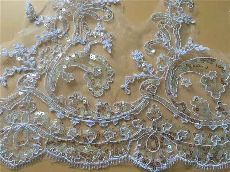 Нежная Свадебная кружевная отделка 9 ярдов с блестками ручной работы для