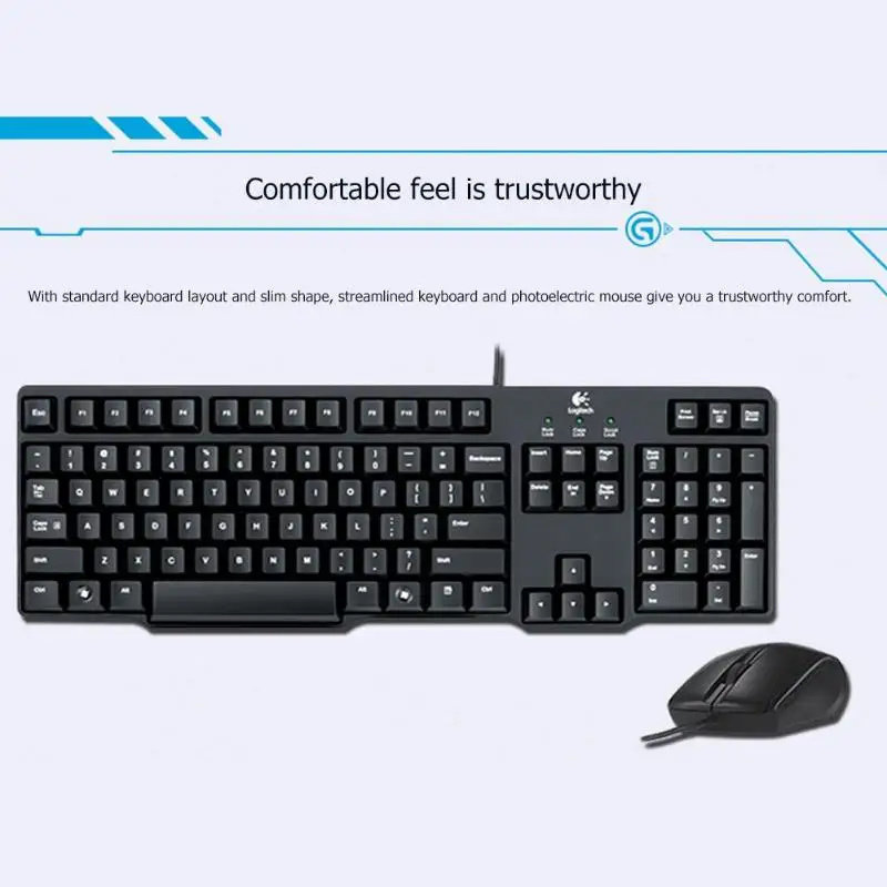 Logitech MK100 Проводная клавиатура Мышь комбинированный PS2 ультра-тонкий профиль клавиатуры USB Мышь брызгозащищенное исполнение для ПК