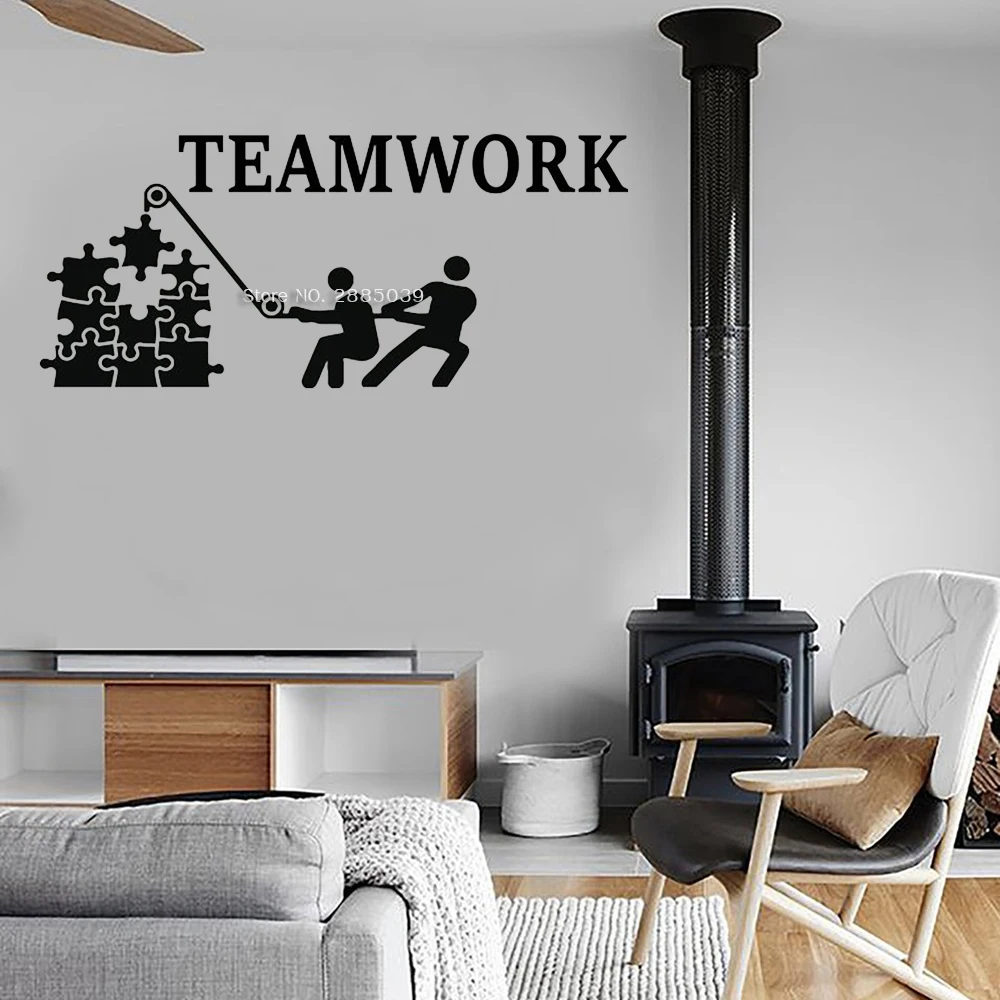 Teamwork Murals Wall Decal For Office Decor Team Work Idea Inspiration Vinyl Poster Sticker Removable Wandaufkleber LC1161 | Дом и сад