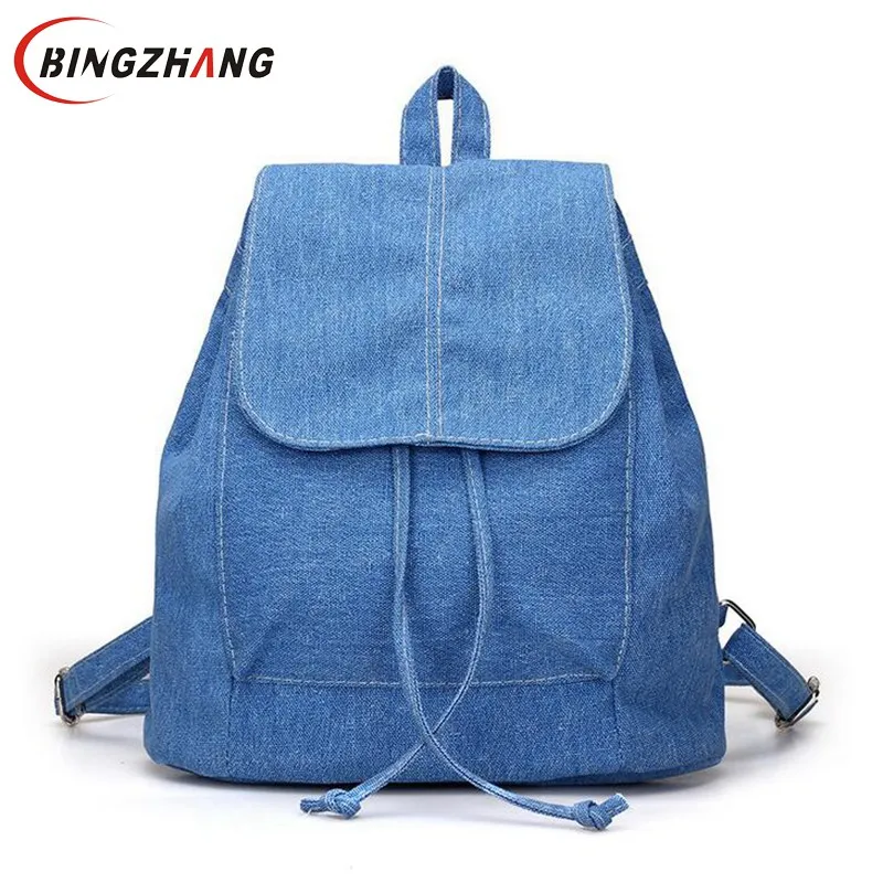 Женские джинсовые рюкзаки для девочек подростков маленький рюкзак на шнурке